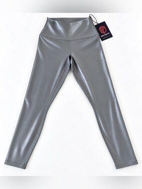 NWT Born Primitive Fierce Leggings Steel Melt Gray Metallic High Rise Size S